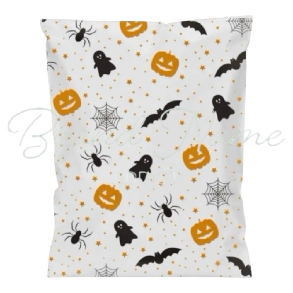 PRICE IS FIRM - Set of 10 Halloween Pumpkin Bat White 10 x 13 Poly Mailer Bags